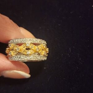 Elegant Freida Rothman Gold and Silver Women's Ring NEW Size 7 GIFT